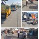 Suasana perbaikan jalan di Desa Singolatren, Banyuwangi.