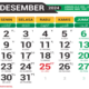 Kalender Desember 2024 dengan tanda libur.