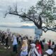 Kegiatan senam pagi di pantai wonosari Kelurahan Sobo