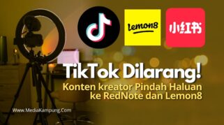 Logo aplikasi TikTok, RedNote, dan Lemon8