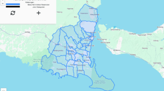 Peta Kabupaten Banyuwangi yang menampilkan seluruh kecamatan, kelurahan, dan desa.