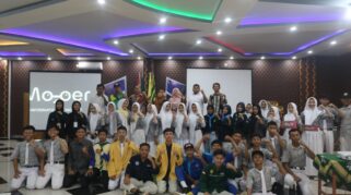 Peserta acara peluncuran logo Mojoer dan maskot Tarka di Ballroom Edhotel SMK Muhammadiyah 8 Siliragung