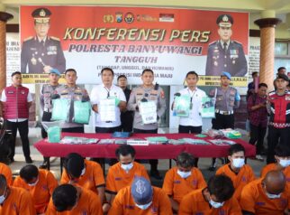 Kombes Pol Rama Samtama Putra, dalam konferensi pers Kasus Narkoba di halaman Mapolresta Banyuwangi