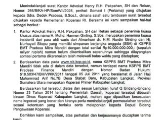 surat resmi dari Kementerian Koperasi dan UKM Republik Indonesia