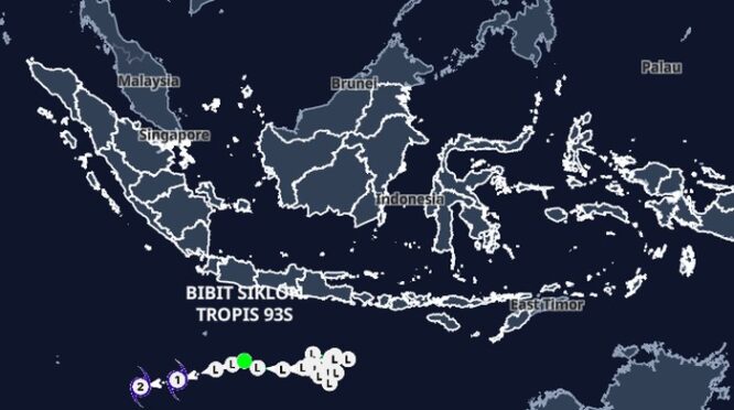 Peta pergerakan Bibit Siklon Tropis 93S