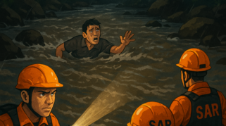 Tim SAR mencari pria hanyut di Sungai Badeng Banyuwangi