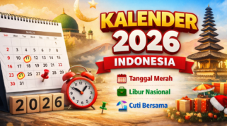 Ilustrasi kalender 2026 dengan penanda tanggal merah, hari libur nasional, dan cuti bersama