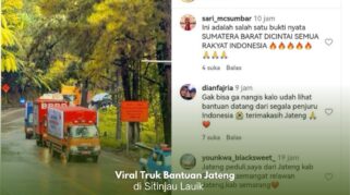 Truk bantuan Pemprov Jawa Tengah melintasi Sitinjau Lauik