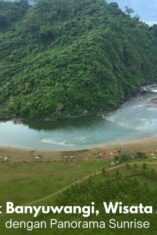 Muara Mbaduk Banyuwangi dengan pemandangan muara sungai dan pegunungan hijau