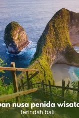 Pemandangan alam Nusa Penida Bali dengan tebing dan laut biru
