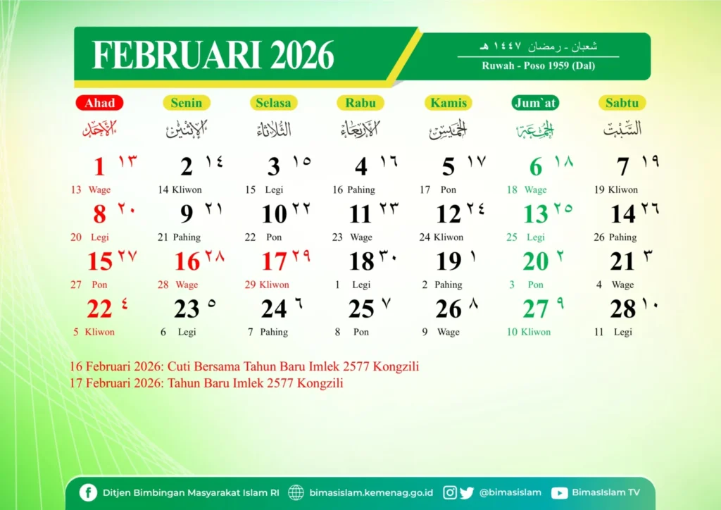 Kalender Jawa 2026 bulan Februari