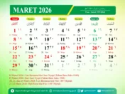 Kalender Jawa Maret 2026 lengkap dengan weton pasaran dan Hijriah