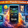Ilustrasi Grok AI dibandingkan dengan ChatGPT, Gemini, Claude, LLaMA, dan Microsoft Copilot