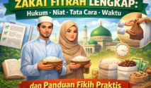Ilustrasi umat Islam menunaikan zakat fitrah menjelang Idulfitri sebagai penyempurna ibadah puasa Ramadan