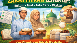 Ilustrasi umat Islam menunaikan zakat fitrah menjelang Idulfitri sebagai penyempurna ibadah puasa Ramadan