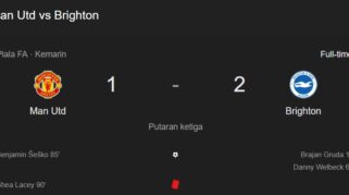 hasil pertandingan piala fa mu vs brighton