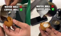 Pani puri latte disajikan dengan kopi panas