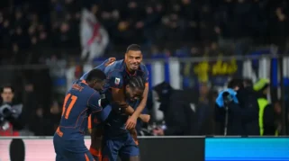 Pemain Inter Milan merayakan gol ke gawang Torino di Coppa Italia