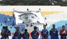 Selebrasi Hansamu Yama usai mencetak gol untuk Arema FC