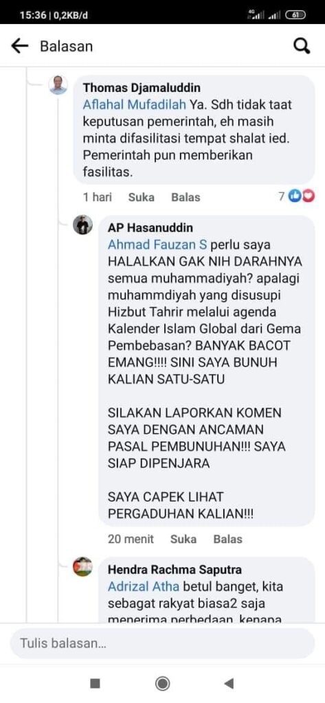 komentar AP Hasanuddin di Facebook