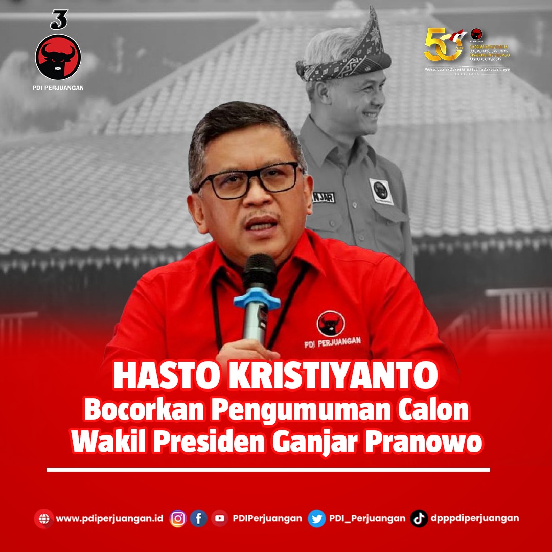 Hasto Kristiyanto Bocorkan Nama Cawapres Ganjar Pranowo Akan Diungkap Saat Perayaan Bulan Bung Karno