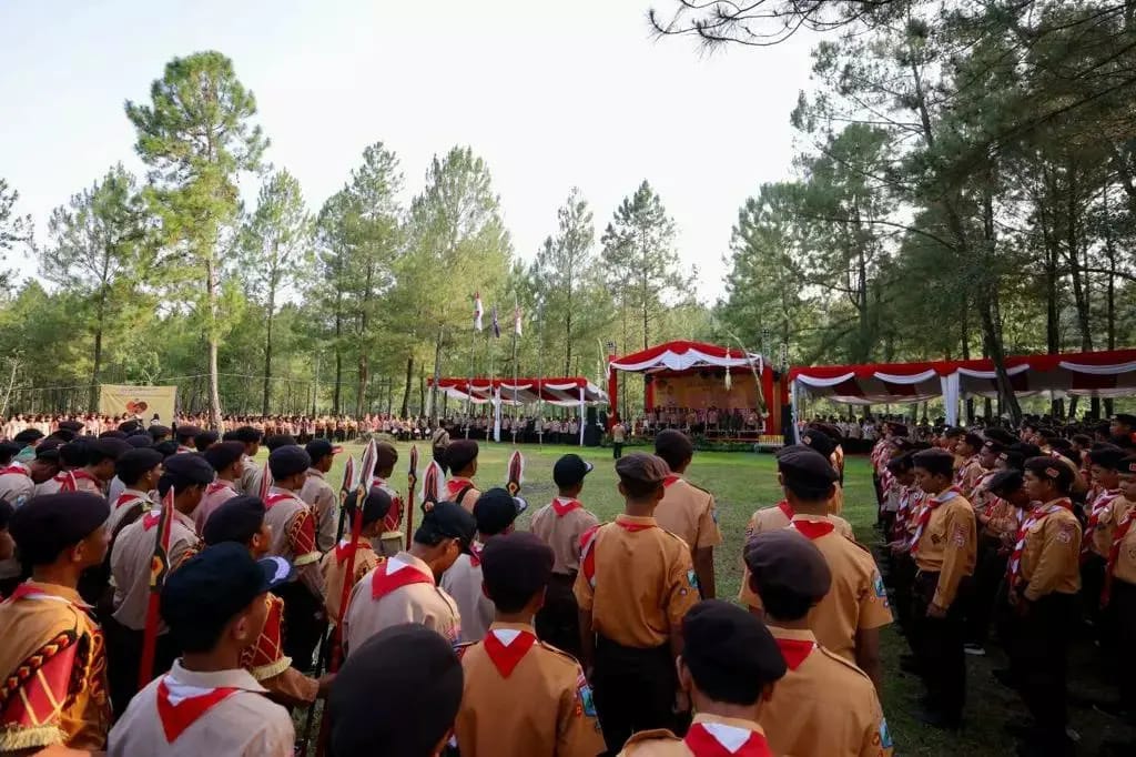 Pramuka Lintas Agama Menggelar Kemah Bhakti Merajut Harmoni dalam Kebhinekaan di Wana Jeongmara Campuhan Banyuwangi