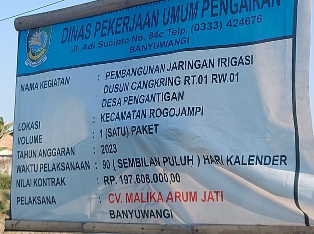 Pembangunan Jaringan Irigasi di Rogojampi Diduga Asal-asalan