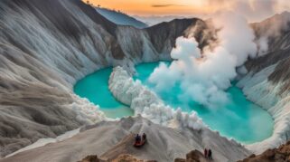 Pesona wisata kawah ijen Banyuwangi.