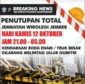 Penutupan Jembatan Wirolegi Jember: Satlantas Polresta Banyuwangi Berikan Himbauan Alternatif Jalur