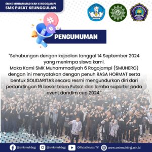 Pers Rilis - Pengunduran diri dari Pertandingan 16 Besar Tim Futsal dan Supporter SMUHERO di Dandim Cup 2024