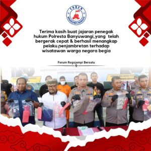 Forum Rogojampi Bersatu (FRB) Apresiasi Kinerja Cepat Polresta Banyuwangi dalam Kasus Penjambretan Wisatawan Asing di Banyuwangi