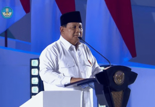 Presiden Prabowo Subianto berpidato di Hari Guru Nasional.