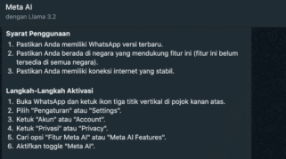 Ilustrasi penggunaan Meta AI di WhatsApp.