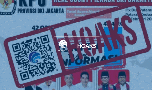Tangkapan layar unggahan hoaks hasil real count Pilkada DKI 2024.