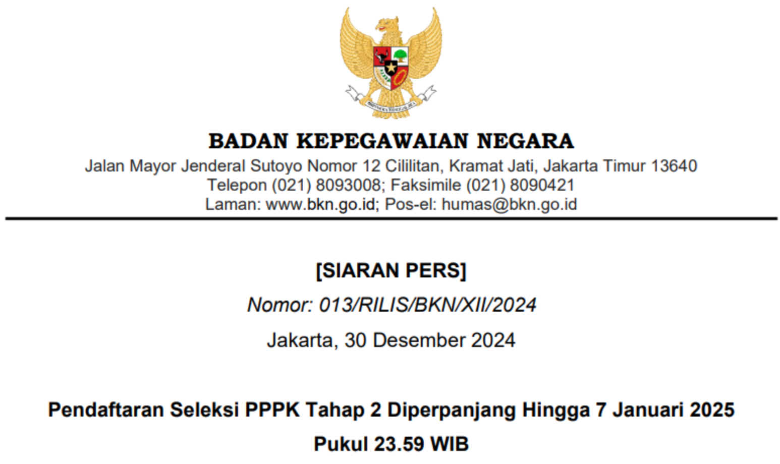 Peluang Lebih Luas! Pendaftaran PPPK Tahap 2 Diperpanjang oleh BKN, Simak Informasinya! SK pendaftaran seleksi PPPK tahap 2 di perpanjang sampai 7 januari 2025