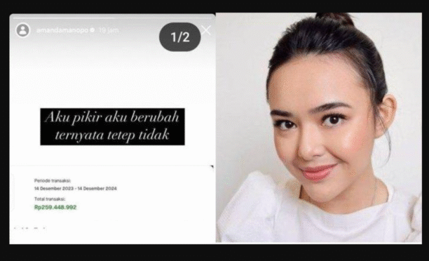 Tangkapan layar pengeluaran Amanda Manopo di aplikasi ojek online sebesar Rp259 juta.