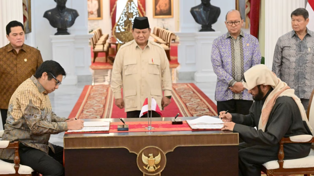 Foto penandatanganan MoU antara Indonesia dan Qatar untuk proyek pembangunan 1 juta unit rumah.