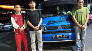 Tiga terduga pelaku kekerasan terhadap wisatawan di Banyuwangi.