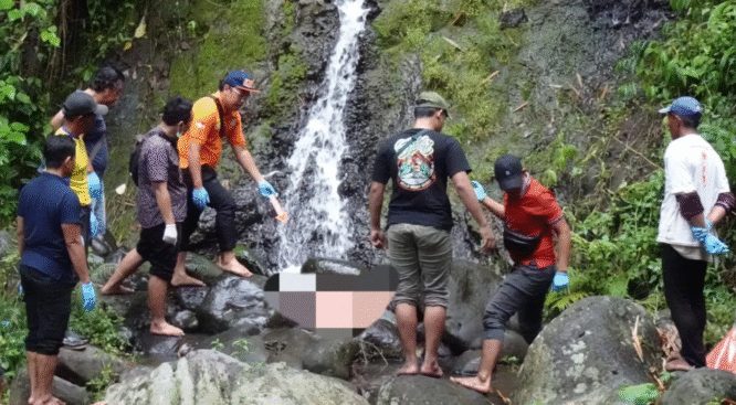 penemuan mayat seorang lansia di sungai dusun glodok, licin, banyuwangi