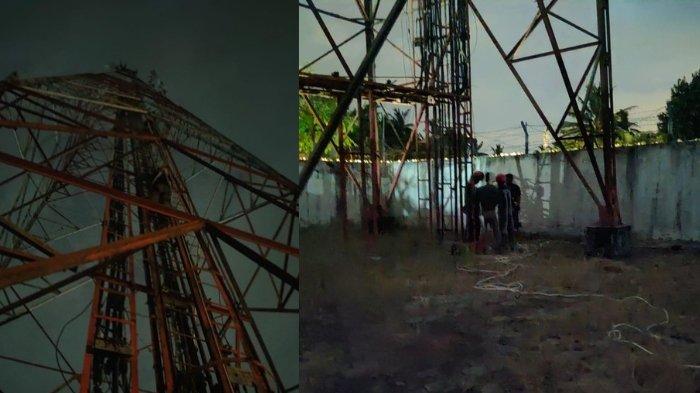 Petugas Damkar mendaki tower untuk menyelamatkan NAA