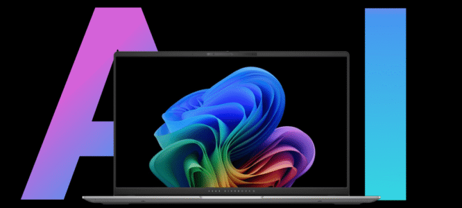 Laptop dengan NPU menampilkan layar interaktif