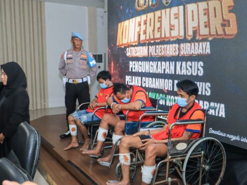 Tiga Residivis Curanmor Dibekuk Jatanras Satreskrim Polrestabes Surabaya