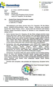 surat resmi dari Kementerian Koperasi dan UKM Republik Indonesia