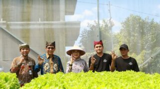 Bunga Desa,Bupati Ipuk bersama Dinas Pertanian di lahan Hidroponik desa Sepanjang