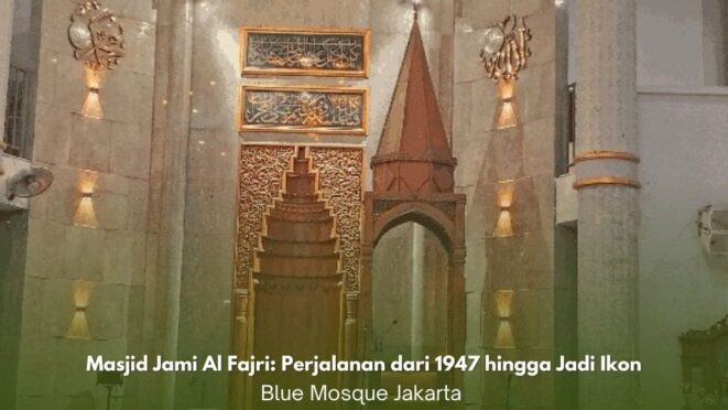 Interior dan mimbar Masjid Jami Al Fajri bergaya arsitektur Ottoman
