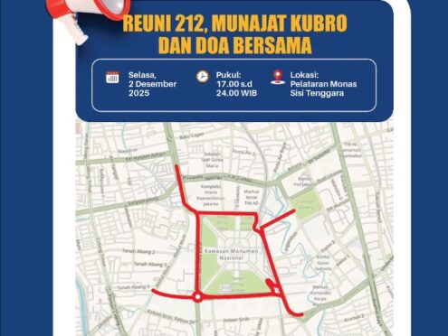 Peta pengalihan arus lalu lintas Reuni 212 di Monas Jakarta