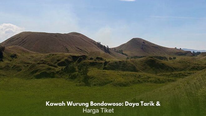 Pemandangan savana hijau Kawah Wurung Bondowoso