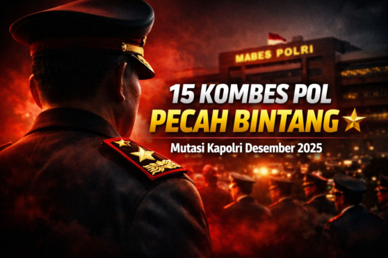 berita tentang 15 Kombes Pol yang naik pangkat menjadi Brigadir Jenderal dalam mutasi Kapolri Desember 2025.