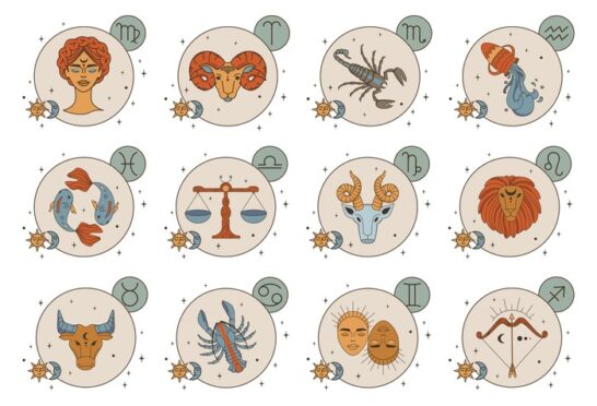 Ilustrasi simbol zodiak Aries Taurus Gemini