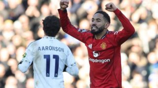 Ruben Amorim bereaksi di laga Leeds United vs Manchester United